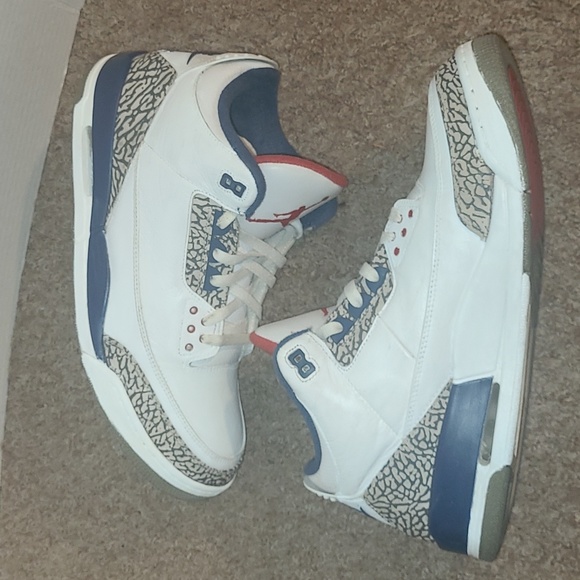 Nike Air Jordan 3 sneakers shoes True Blue Leather MINIMAL CREASES size 14 - Picture 4 of 7